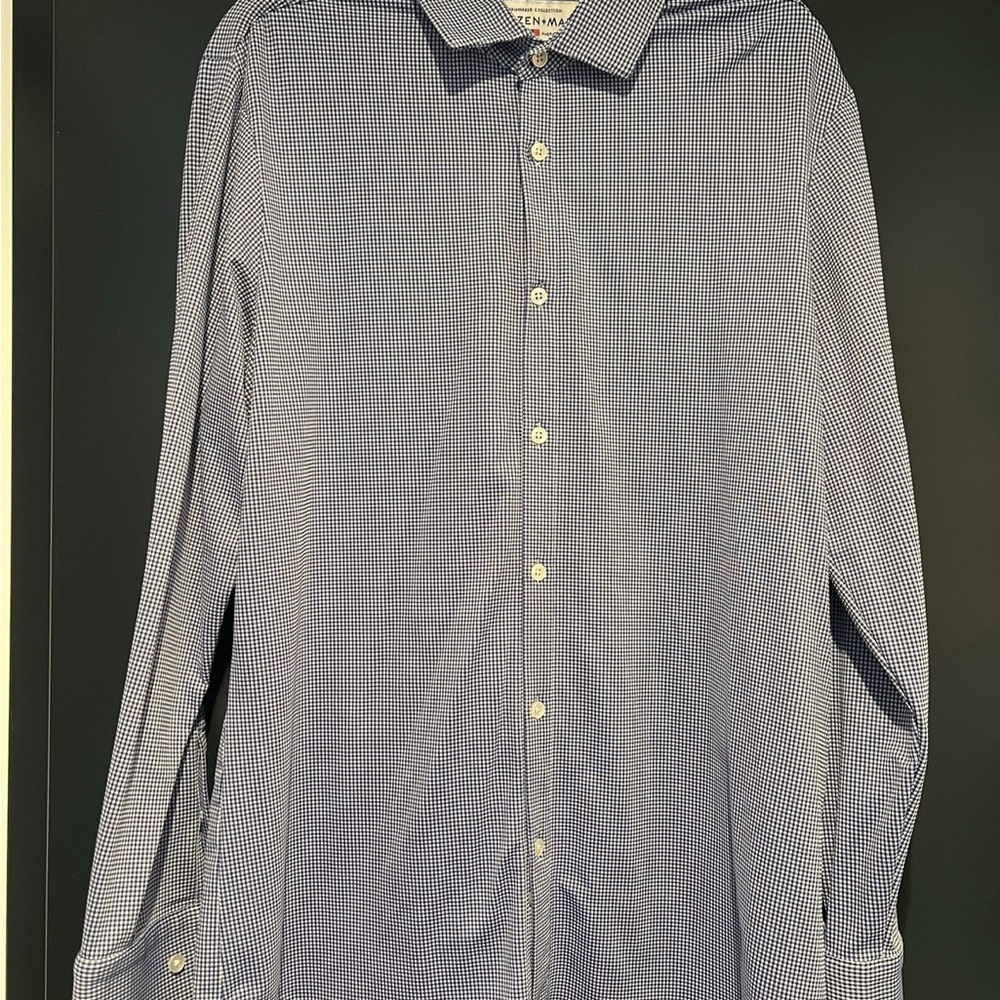 Mizzen+Main Navy Checkered Dress Shirt
